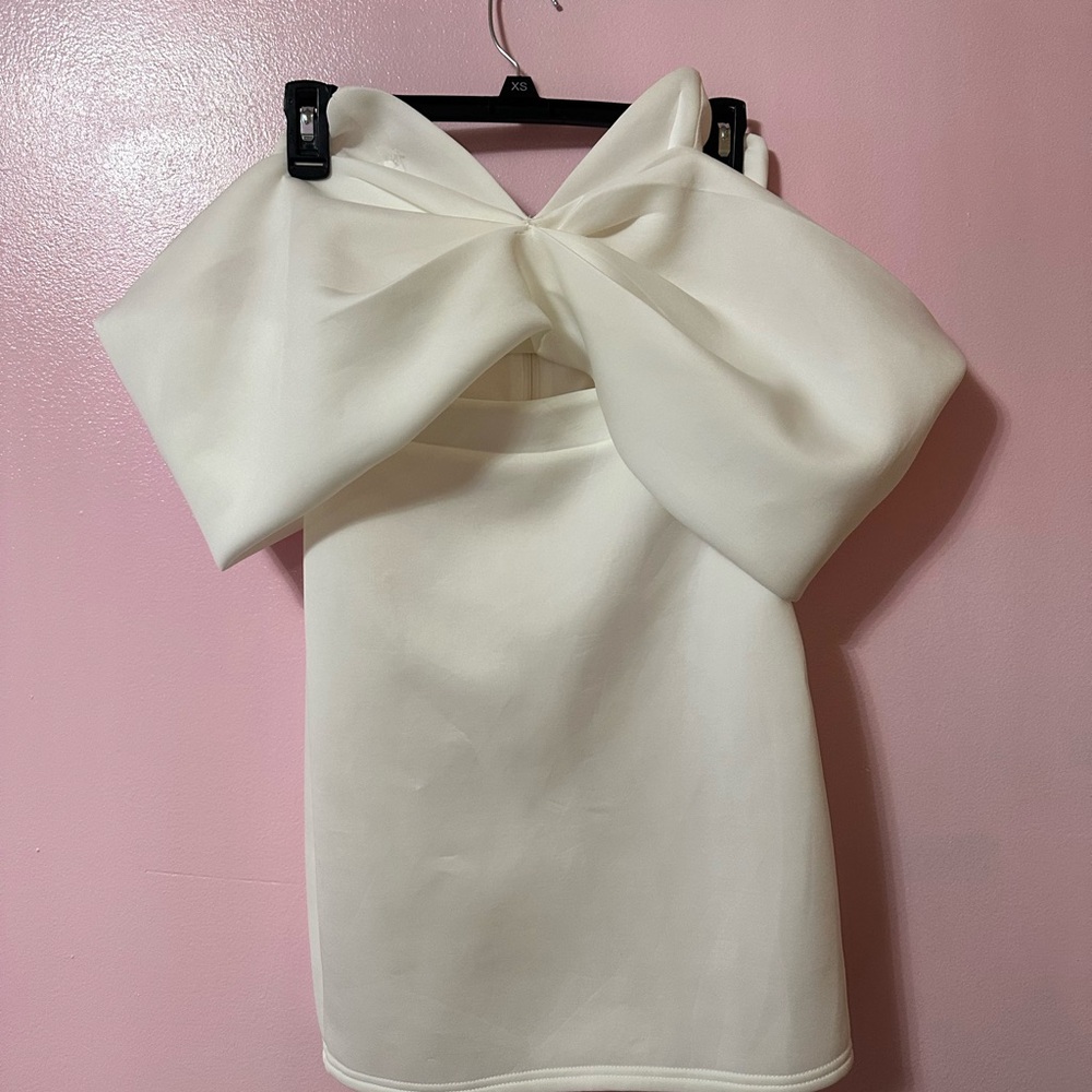 Lock Boutique White Bow mini dress